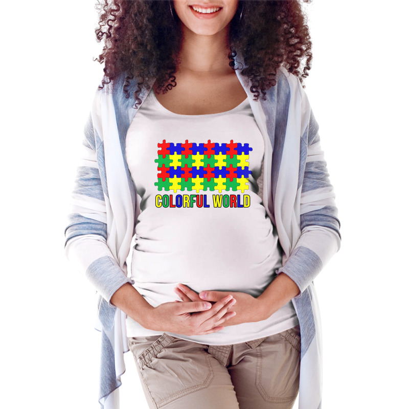 Colorful World Cute Maternity Scoop Neck T-shirt by vonnezramzele | Artistshot