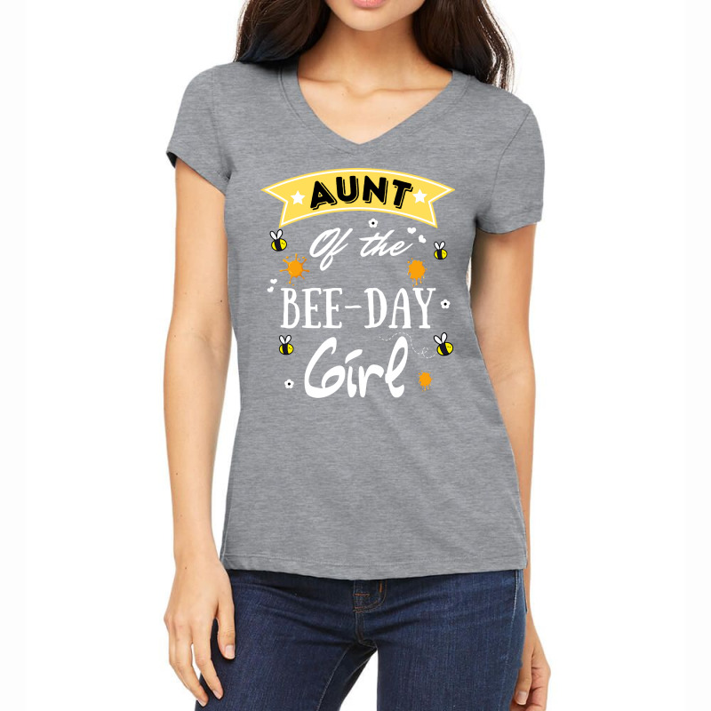 Aunt Of The Bee Day Girl Cute Bee Day Family Party Women's V-neck T-shirt | Artistshot