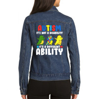 It's Not A Disability Ability Autism Dinosaur Ladies Denim Jacket | Artistshot