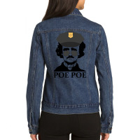 Poe Poe Police Funny Edgar Allan Poe Author Tumblr Ladies Denim Jacket | Artistshot