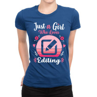 Just A Girl Who Loves Editing Pink Retro Vintage G Ladies Fitted T-shirt | Artistshot