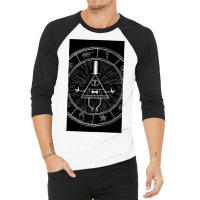 Gravity Falls Bill Cipher   White On Black 3/4 Sleeve Shirt | Artistshot