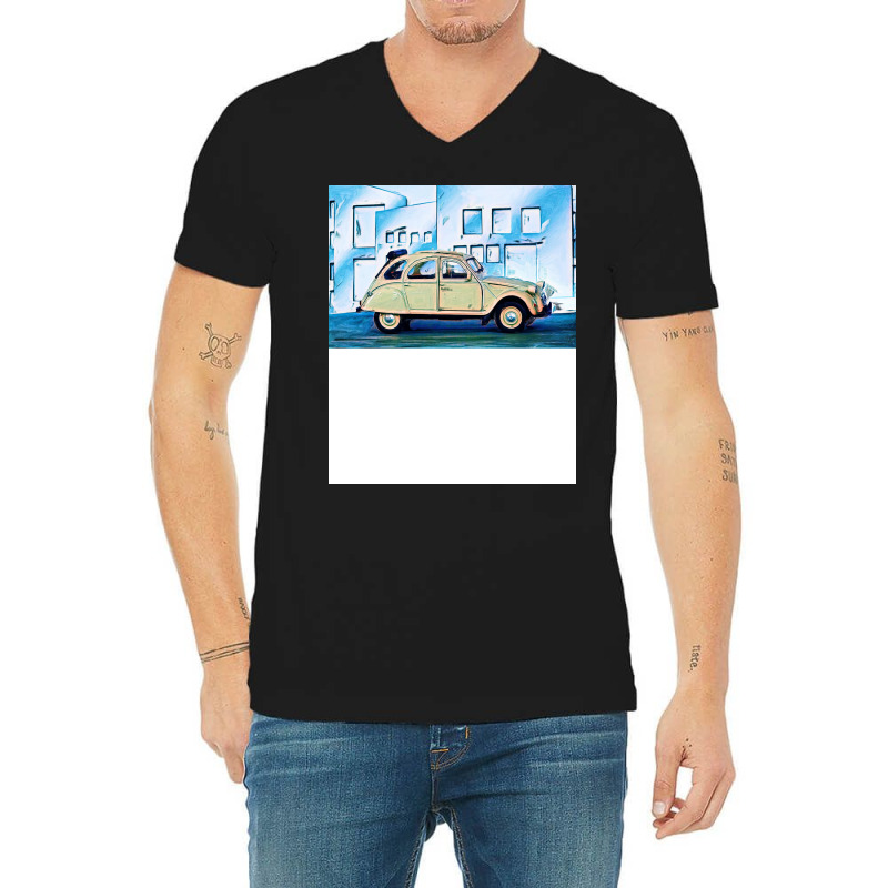 French Car 2cv Red V-neck Tee | Artistshot