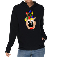 Cute Christmas Reindeer With Christmas Lights Desi Lightweight Hoodie | Artistshot