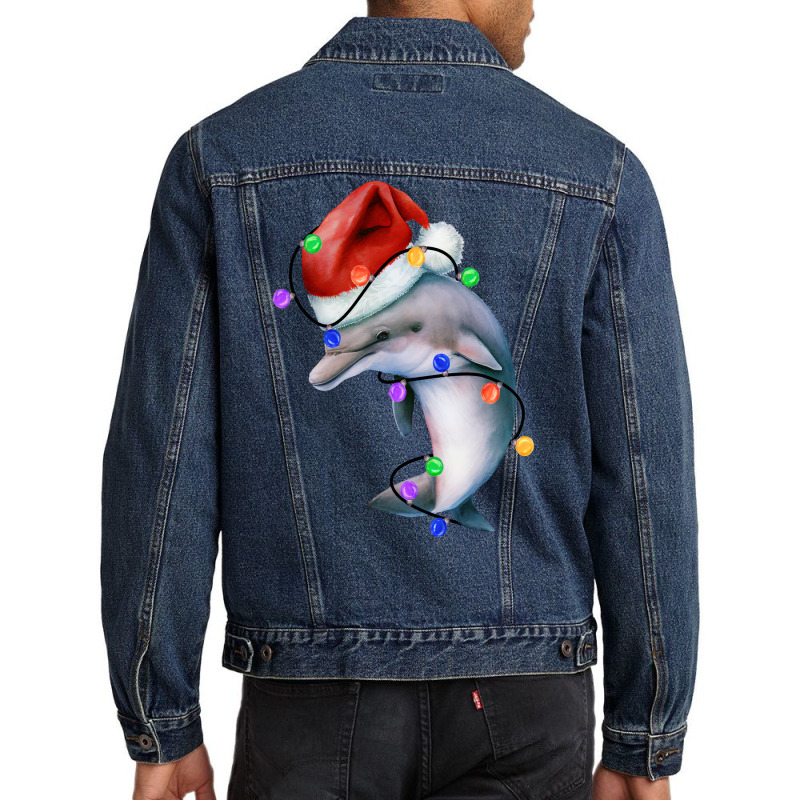 Dolphin Christmas  Cozy Dolphin T  Christmas Light Men Denim Jacket by bonitamella8 | Artistshot