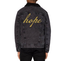 Gold Christmas Hope Minimal Typography Funny Unisex Sherpa-lined Denim Jacket | Artistshot