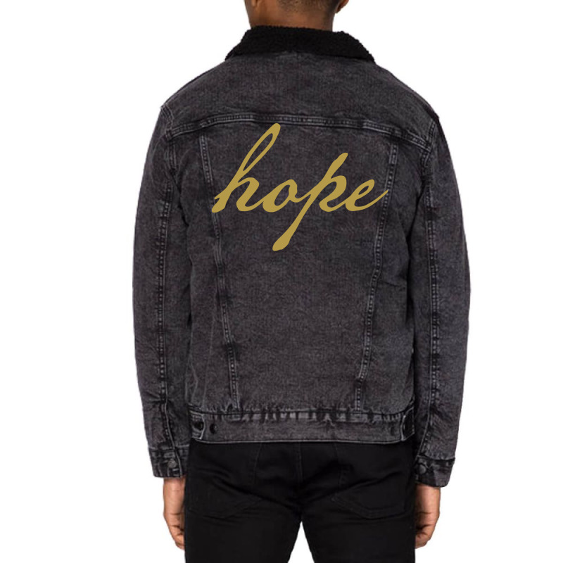 Gold Christmas Hope Minimal Typography Funny Unisex Sherpa-Lined Denim Jacket by bonitamella8 | Artistshot