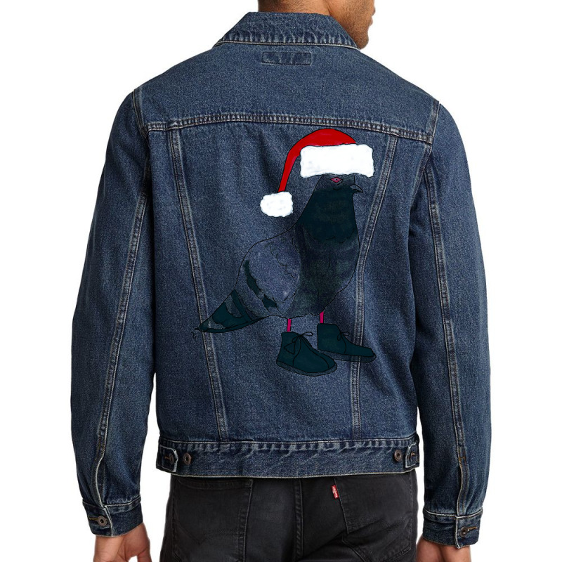 Christmas Pigeon In Santa Hat Men Denim Jacket by ceceliodalisc | Artistshot