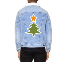 Minimal White Line Christmas Tree Girl Unisex Sherpa-lined Denim Jacket | Artistshot