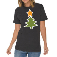 Minimal White Line Christmas Tree Girl Vintage T-shirt | Artistshot