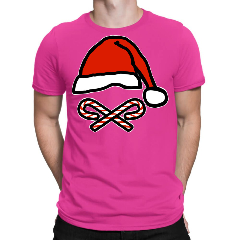 Christmas Santa Hat Skull And Candy Cane Crossbone T-shirt | Artistshot