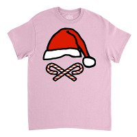 Christmas Santa Hat Skull And Candy Cane Crossbone Classic T-shirt | Artistshot