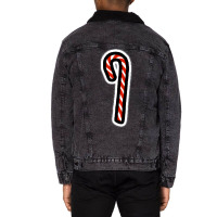 A Candy Cane For Christmas Minimal Art Aesthetic Unisex Sherpa-lined Denim Jacket | Artistshot