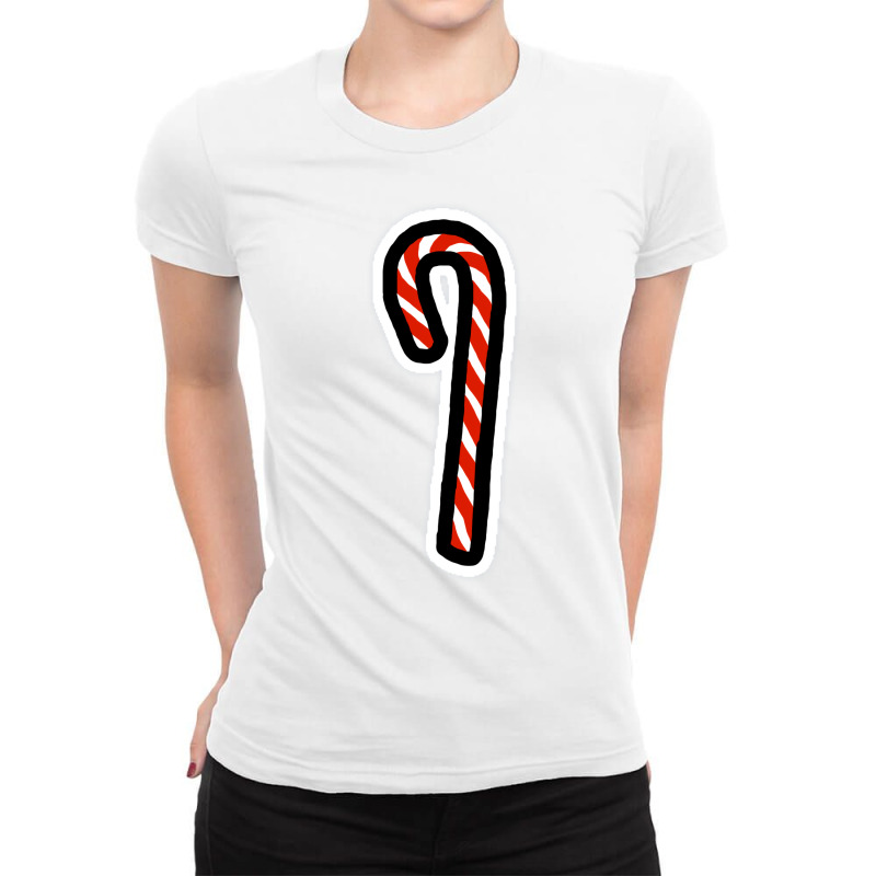 A Candy Cane For Christmas Minimal Art Aesthetic Ladies Fitted T-Shirt by foxalltorperg | Artistshot