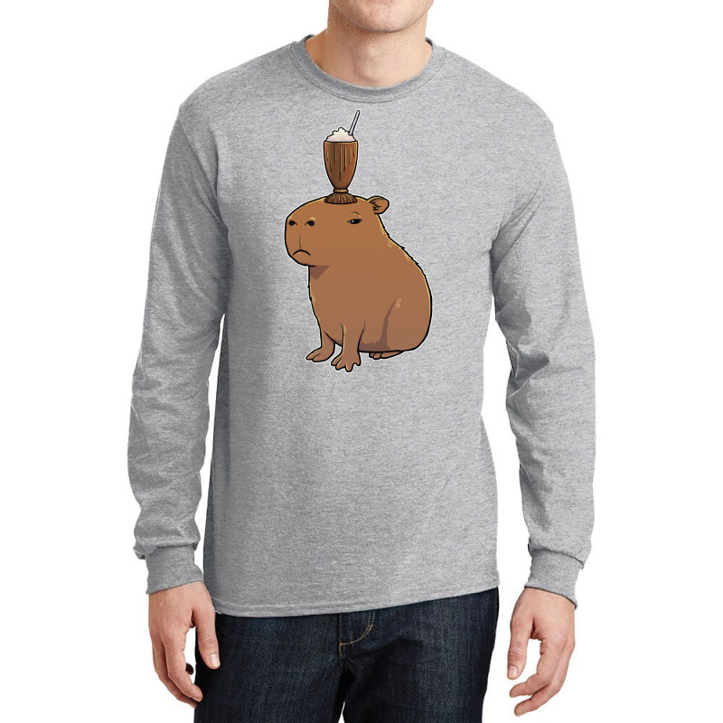 Capybara With A Chocolate Milkshake On Its Head Tu Long Sleeve Shirts by deleunavaniv | Artistshot