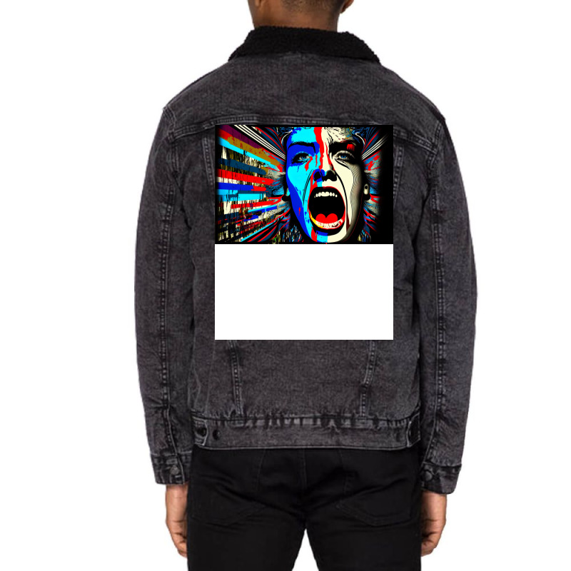 Screaming In Colour Abstract Art Unisex Sherpa-lined Denim Jacket | Artistshot