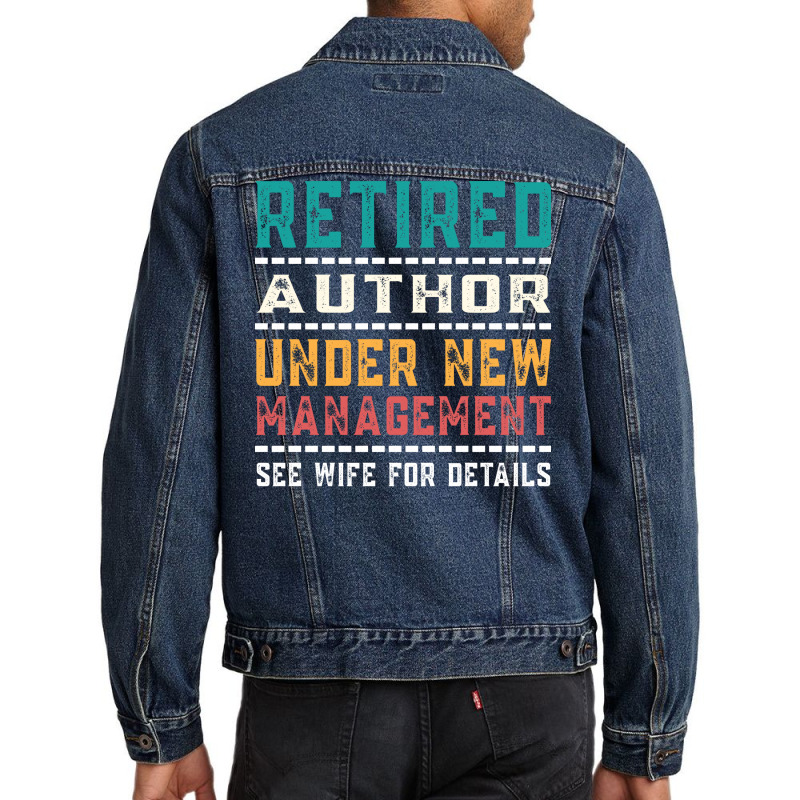 Vintage Retired Author Gift For Retired Dad Yellow Men Denim Jacket by kanrahnesipm | Artistshot