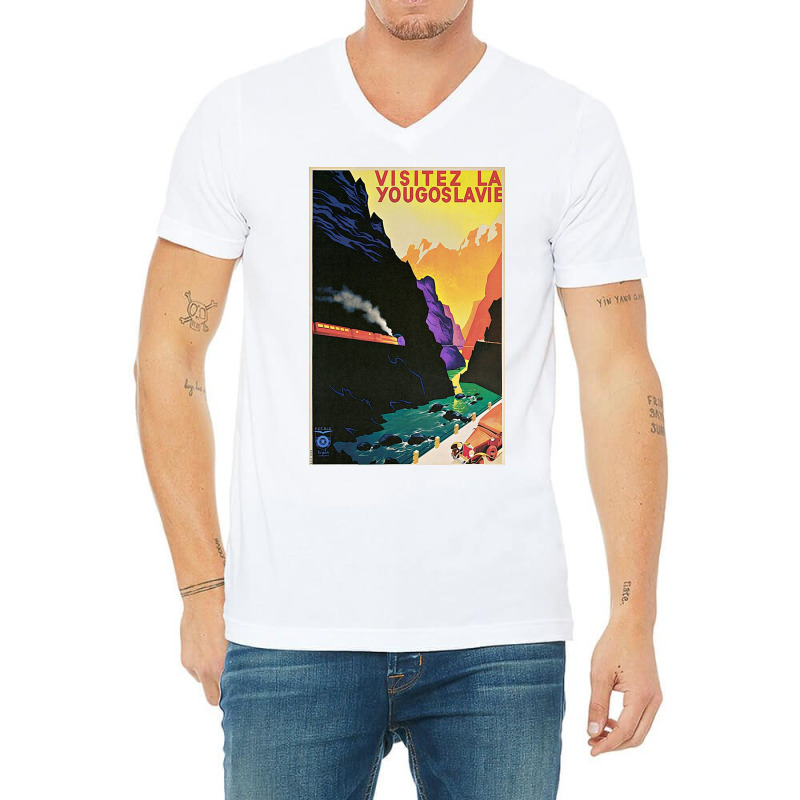 Vintage Visit Yugoslavia Travel V-neck Tee | Artistshot