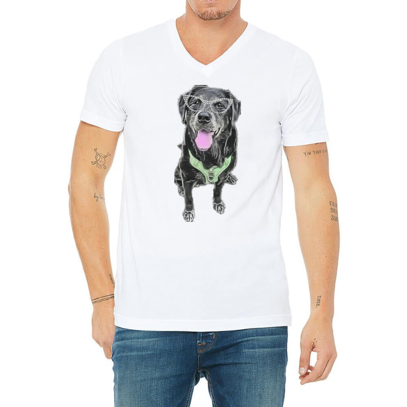 Stacey The Black Lab Hippie V-Neck Tee by alheklupsm | Artistshot