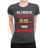 Funny Jesus Reading Book Books Green Ladies Fitted T-shirt | Artistshot