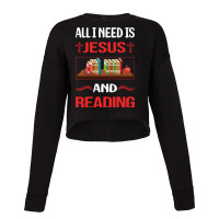 Funny Jesus Reading Book Books Green Cropped Sweater | Artistshot