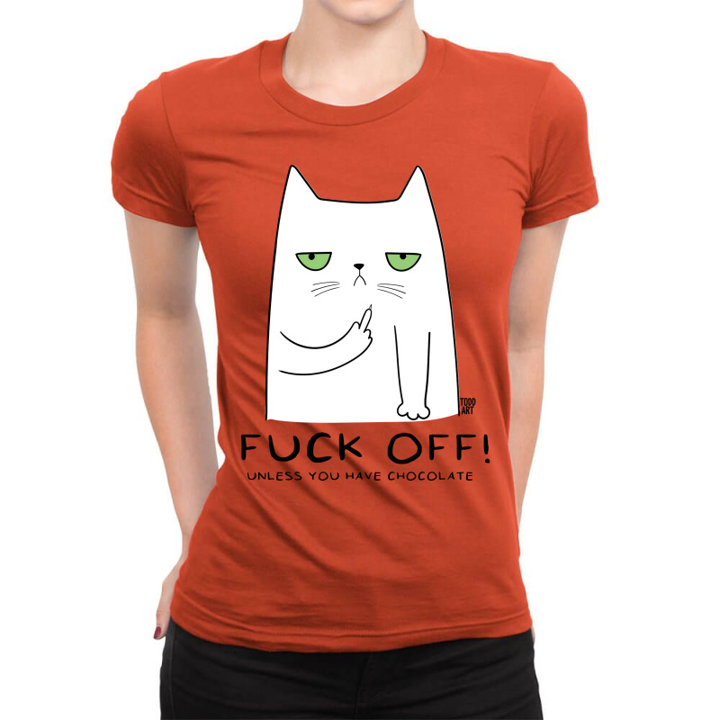 Fuck Off Cat Green Ladies Fitted T-Shirt by sokhimnaxxary | Artistshot