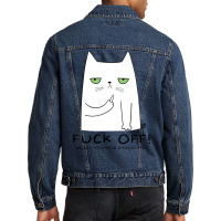 Fuck Off Cat Green Men Denim Jacket | Artistshot