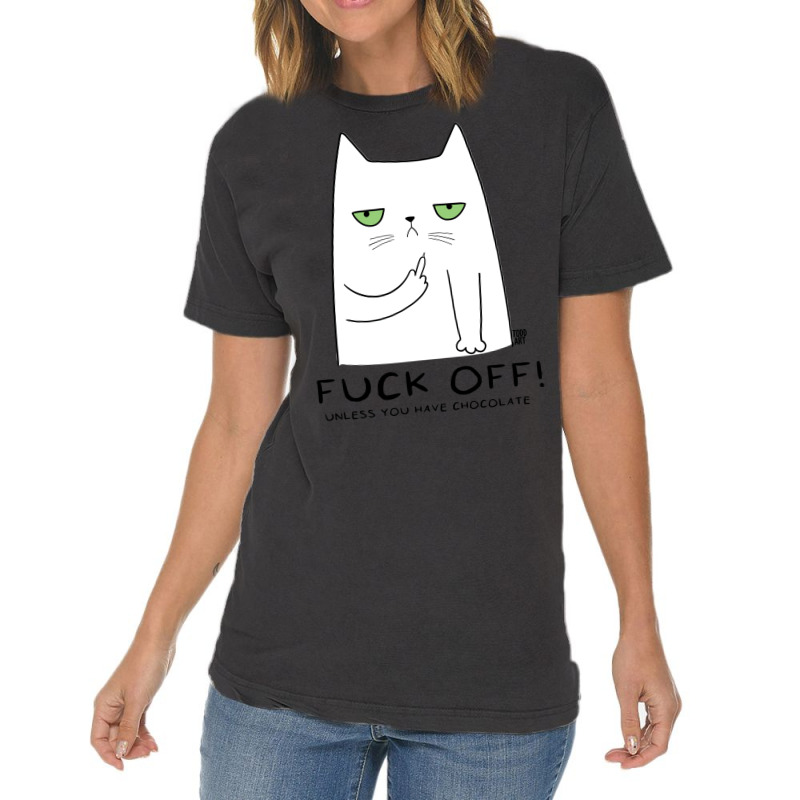 Fuck Off Cat Green Vintage T-Shirt by sokhimnaxxary | Artistshot