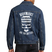 Bookmarks Are For Quitters Halloween Writer Typewr Men Denim Jacket | Artistshot