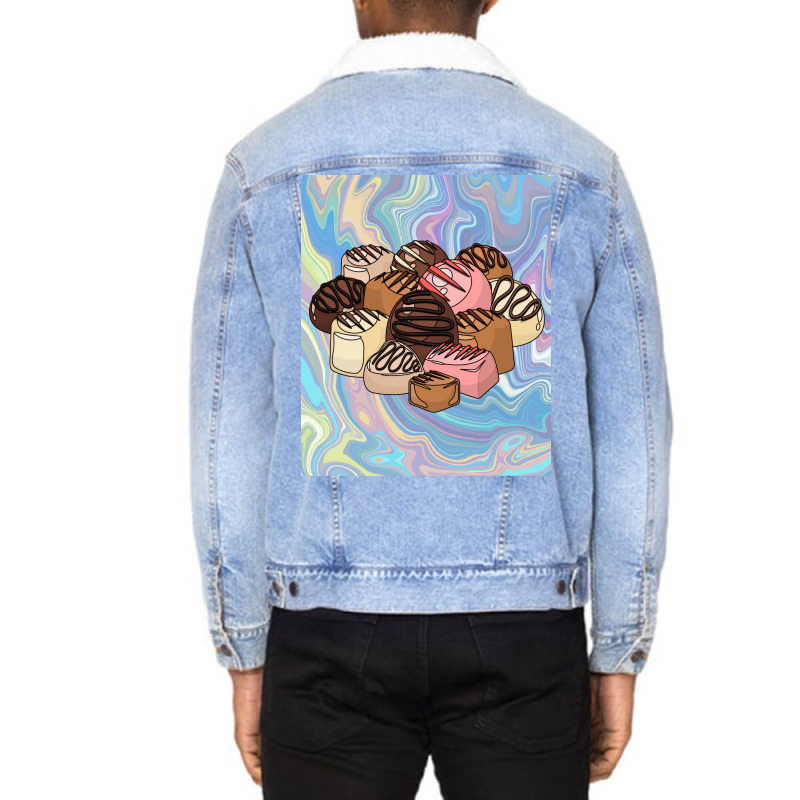 Sweet Temptation Surprise Chocolate Travel Gift Unisex Sherpa-lined Denim Jacket | Artistshot