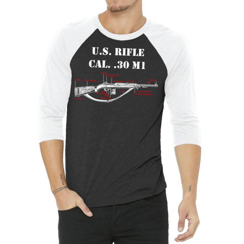 Us Rifle Carbine Cal 30 M1 Diagrams 3/4 Sleeve Shirt by Kengkong27 | Artistshot