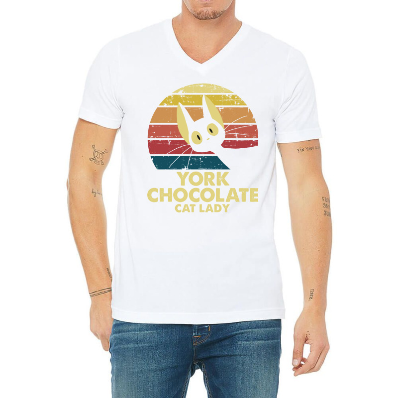 York Chocolate Cat Mom Perfect Present For Mom Mot V-neck Tee | Artistshot