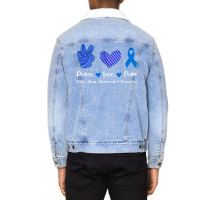 Peace Love Hope Child Abuse Awareness Blue Ribbon Unisex Sherpa-lined Denim Jacket | Artistshot