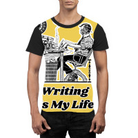 Writing Is My Life Retro Illustration Design For T Graphic T-shirt | Artistshot