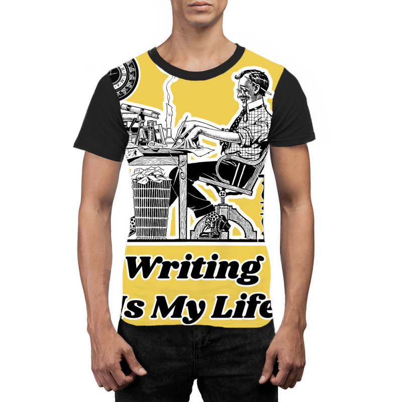 Writing Is My Life Retro Illustration Design For T Graphic T-shirt by hecnepipars2 | Artistshot