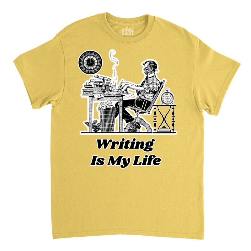 Writing Is My Life Retro Illustration Design For T Classic T-shirt by hecnepipars2 | Artistshot