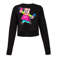 Pig As Hairdresser With Hair Dryer Comb Cropped Sweater | Artistshot