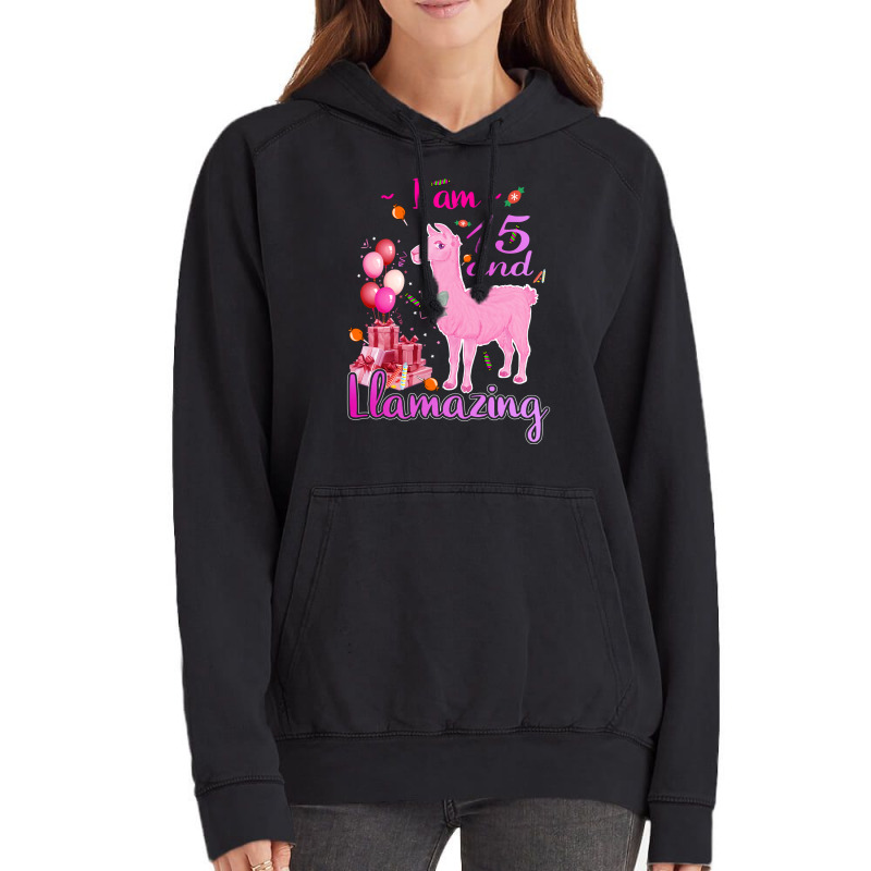 I Am 15 Years Old And Llamazing 15th Llama Birthda Vintage Hoodie | Artistshot