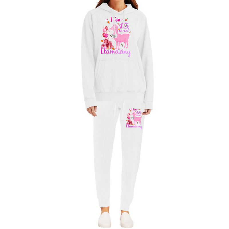 I Am 15 Years Old And Llamazing 15th Llama Birthda Hoodie & Jogger Set | Artistshot