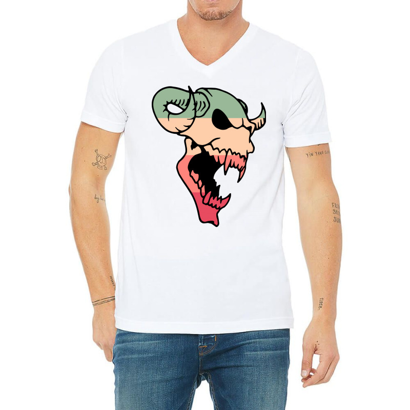 Skull Vintage Color V-neck Tee | Artistshot