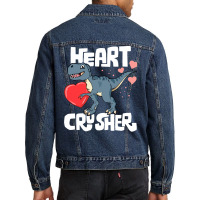 Heart Crusher Valentines Day Trex Dinosaur Kids Men Denim Jacket | Artistshot