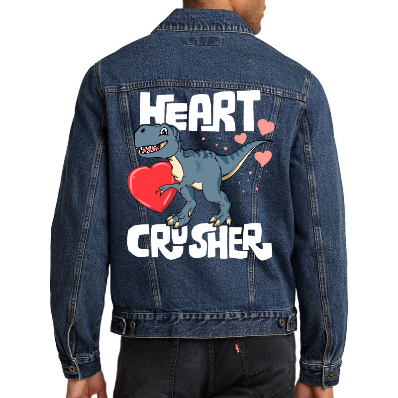 Heart Crusher Valentines Day Trex Dinosaur Kids Men Denim Jacket | Artistshot