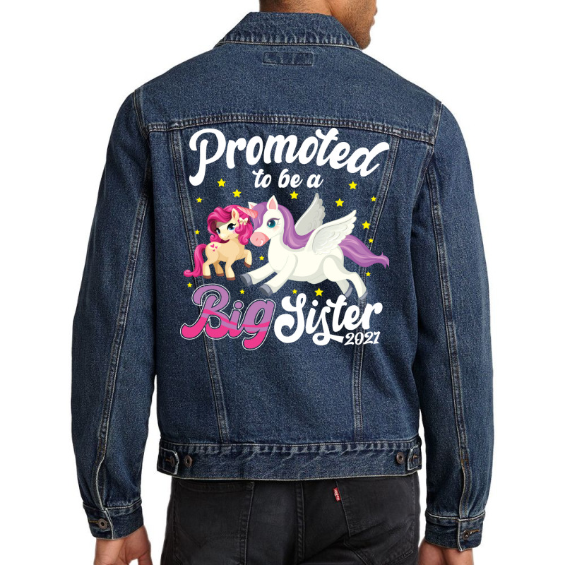 Promoted To Big Sister Pregnancy Announcement Men Denim Jacket | Artistshot