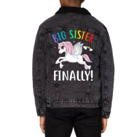 Im Going To Be A Big Sister Unicorn Unisex Sherpa-lined Denim Jacket | Artistshot