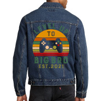 Leveled Up To Big Bro Est 2021 Promoted To Big Bro Men Denim Jacket | Artistshot