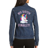 Big Sister Finally Cute Unicorn Ladies Denim Jacket | Artistshot