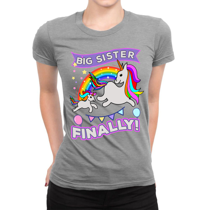 Big Sister Finally Unicorn Ladies Fitted T-Shirt by hacongurel | Artistshot