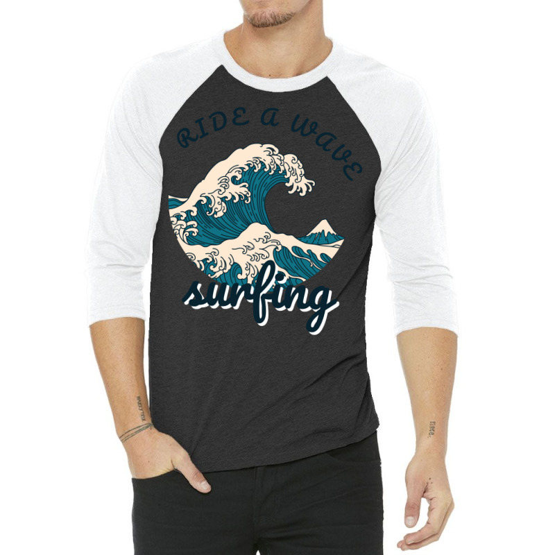 Ride A Wave Surfing Aesthetic 3/4 Sleeve Shirt by blumenrubanq | Artistshot