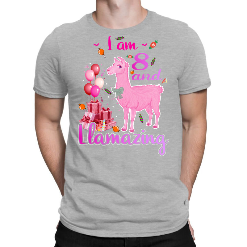 I Am 8 Years Old And Llamazing 8th Llama Birthday T-Shirt by idrogoajddjs | Artistshot