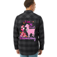 I Am 8 Years Old And Llamazing 8th Llama Birthday Flannel Shirt | Artistshot